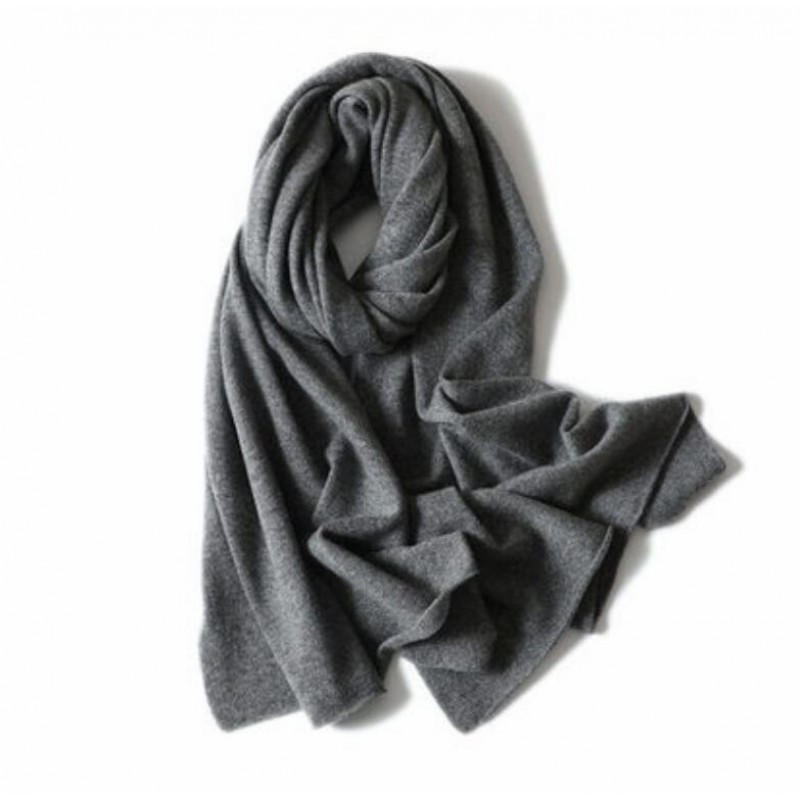 100%Cashmere Scarf Women Men Solid Color Warm Winter Scarfs White